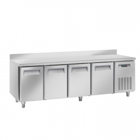 Tour pâtissier réfrigéré froid positif ventilé - 4 portes - Plan de travail Inox - Avec dosseret