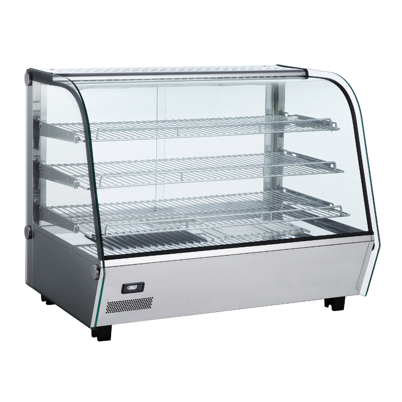 Vitrine chauffante étagères ajustables - INOX - 160L