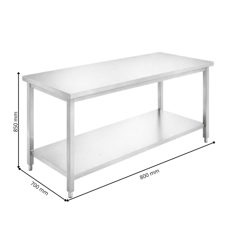 Table inox professionnelle Centrale prof. 700 mm