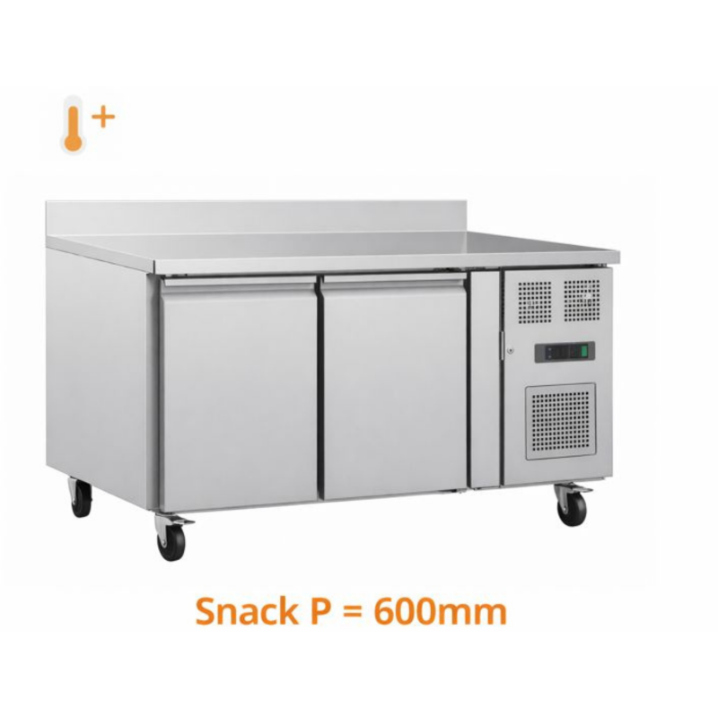 Table réfrigérée positive 2 portes - dosseret - 600mm