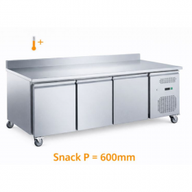 Table réfrigérée positive 3 portes - dosseret - 600mm