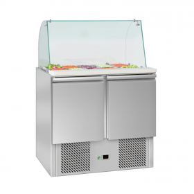 Saladette réfrigérée avec vitre bombée 2 portes GN1/1