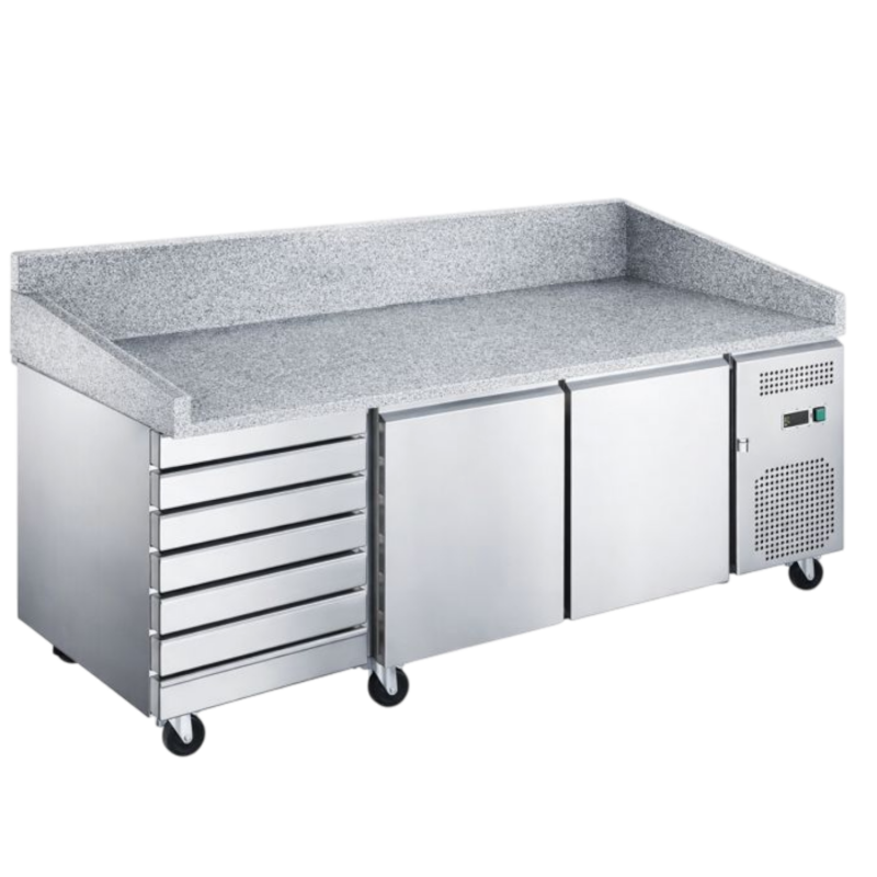 Table à pizza réfrigérée 2 portes et 7 tiroirs à pâtons