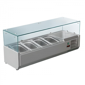 Vitrine saladette réfrigérée à ingrédients 380 mm - 1200 mm-3 GN1/3 + 1 GN1/2