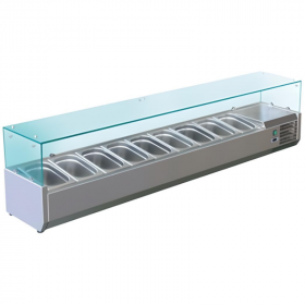 Vitrine saladette réfrigérée à ingrédients 380 mm - 2000 mm - 9 GN1/3