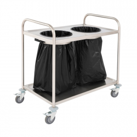 Chariot inox 2 poubelles avec 2 arceaux