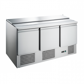Saladette réfrigérée capot inox relevable 3 portes