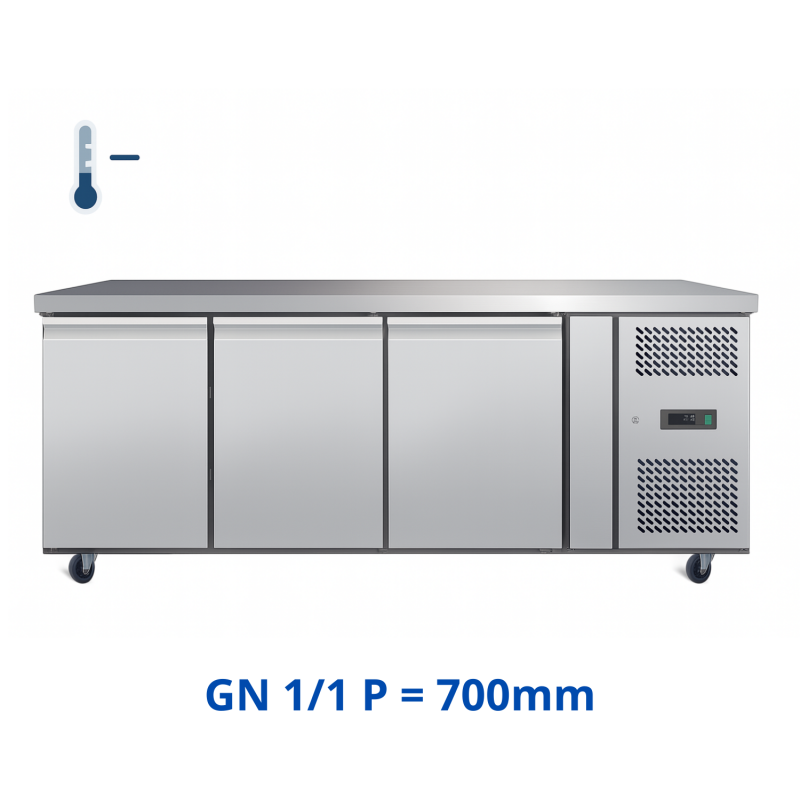 Desserte de congélation centrale 3 portes GN 1/1 tout inox