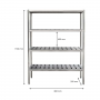 Rayonnage inox ajouré 4 niveaux 800 x 500 x 1700 mm