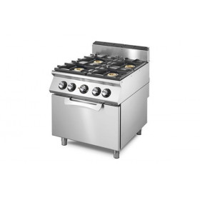 Fourneau gaz professionnel sur four à gaz statique Modular 700 - 4 feux