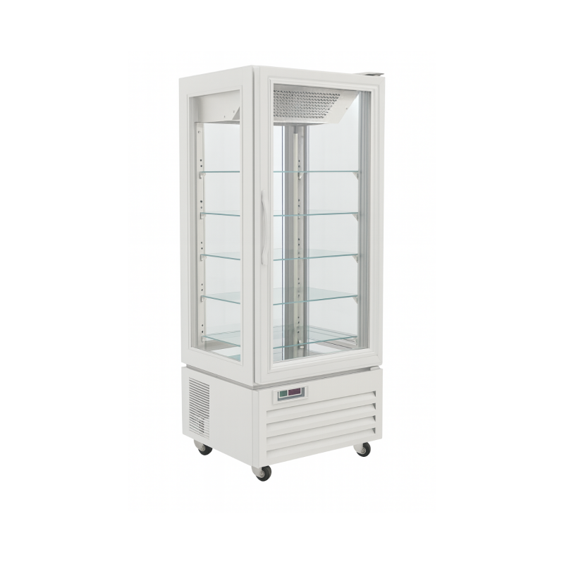 Vitrine 4 faces vitrés négative 600 blanc