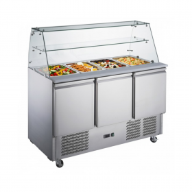 Saladette réfrigérée 3 portes avec vitre droite