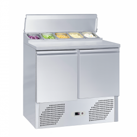 Saladette réfrigérée 2 portes GN 1/1 et top à ingrédients GN 1/6