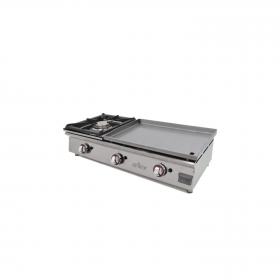 Plancha à gaz DUO plaque lisse en CHROME et réchaud à gaz - L1000 | Arilex