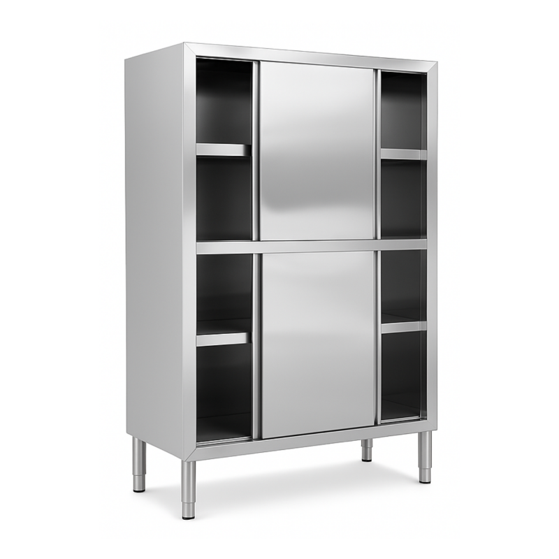 Armoire de rangement inox avec portes coulissantes – 1000 x 500 x 1800 mm