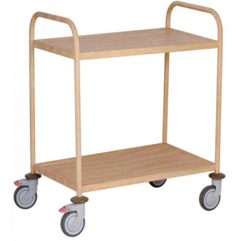 Chariot de Service Imitation Bois - 2 plateaux - 845x525x940 mm