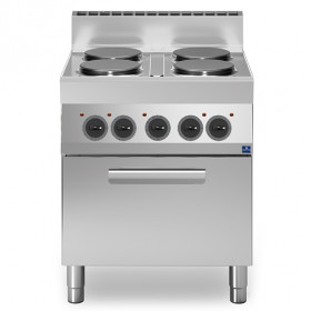 Fourneau électrique professionnel 4 feux sur four électrique à convection Virtus 650