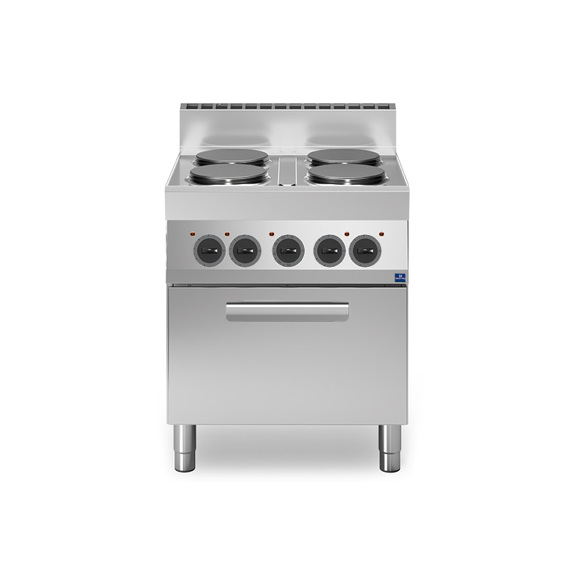 Fourneau électrique professionnel 4 feux sur four électrique à convection Virtus 650