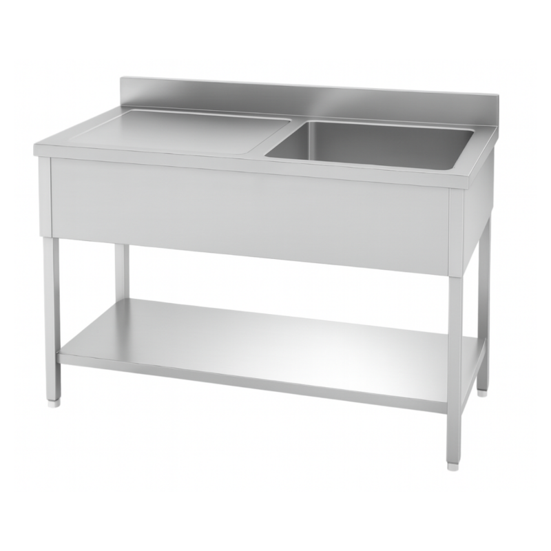 Plonge 1 bac avec égouttoir à gauche – 1200 x 700 mm - modèle déclassé suite choc