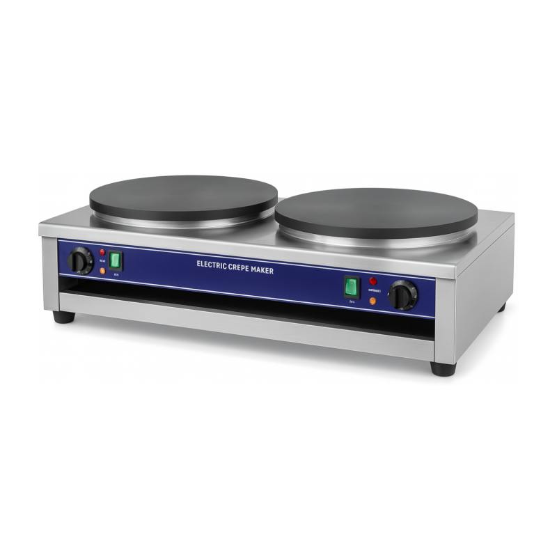 Crêpière Professionnelle Double Électrique 2 x 3000W – Plaques Fonte 40 cm