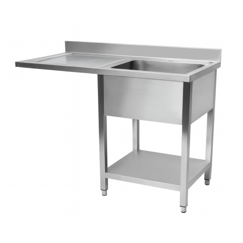 Plonge avec Bac à Droite et Passage Lave-Verre – 1200 x 600 mm