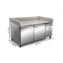 Table à pizza réfrigérée en granit 2 portes avec dosseret