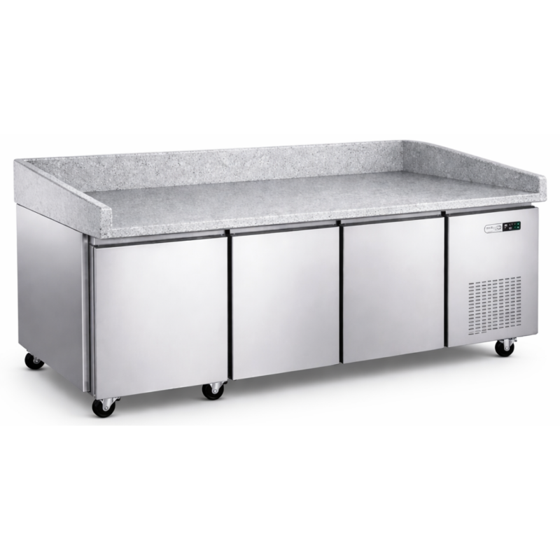 Table à pizza réfrigérée en granit 3 portes moteur à droite