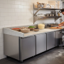 Table à pizza réfrigérée en granit 3 portes moteur à droite