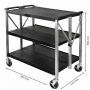 Chariot de service pliant - 3 Plateaux