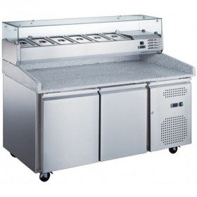Table à pizza réfrigérée 2 portes avec vitrinette réfrigérée indépendante