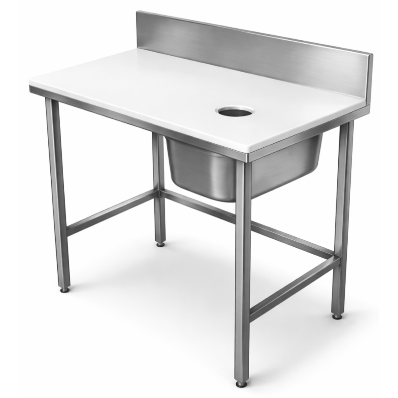 Table de préparation poisson sans bac de rinçage 1000 x 600 mm