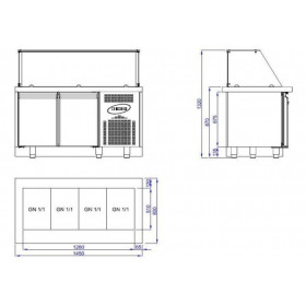 Vitrine saladette / bain marie linéaire à composer sur commande