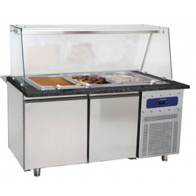 Vitrine saladette / bain marie linéaire à composer sur commande