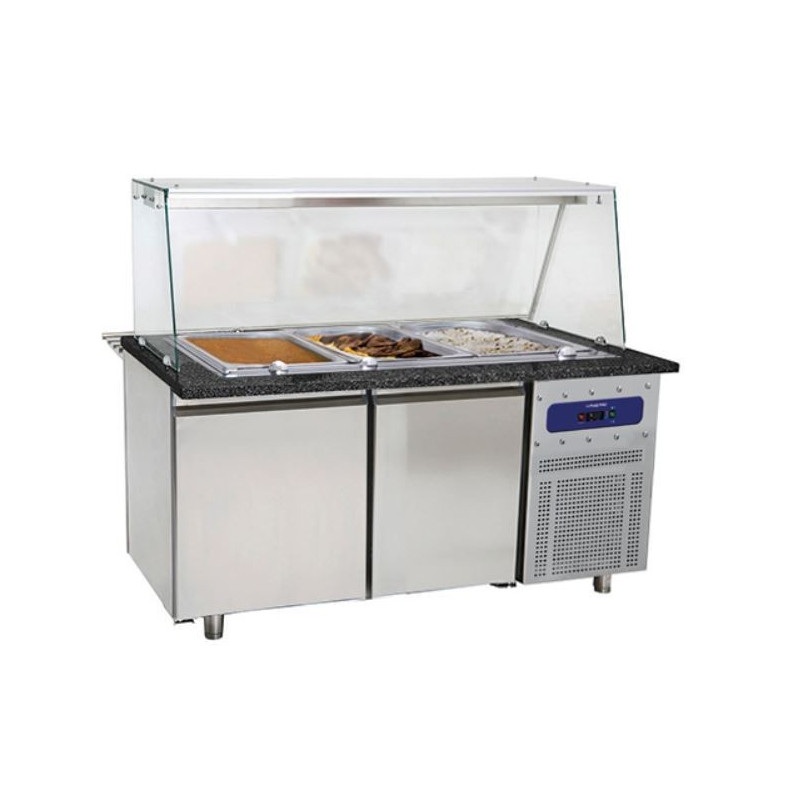 Vitrine saladette / bain marie linéaire à composer sur commande