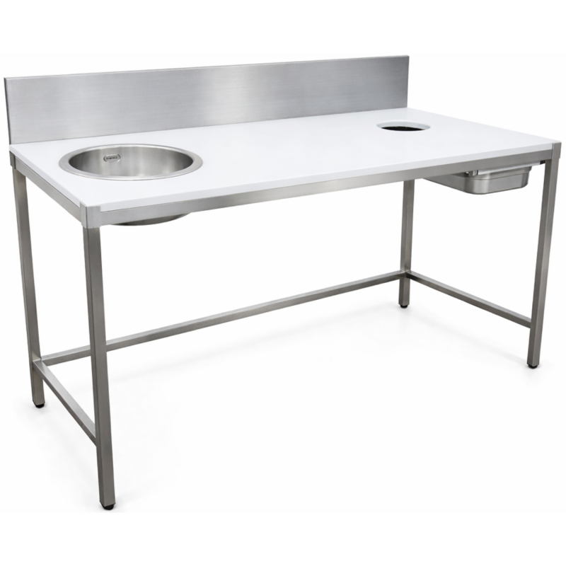 Table de préparation poisson 1 bac de rinçage 1400 x 600 mm