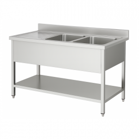 Plonge 2 Bacs avec Égouttoir à gauche – 1800 x 700 mm - modèle déclassé suite choc