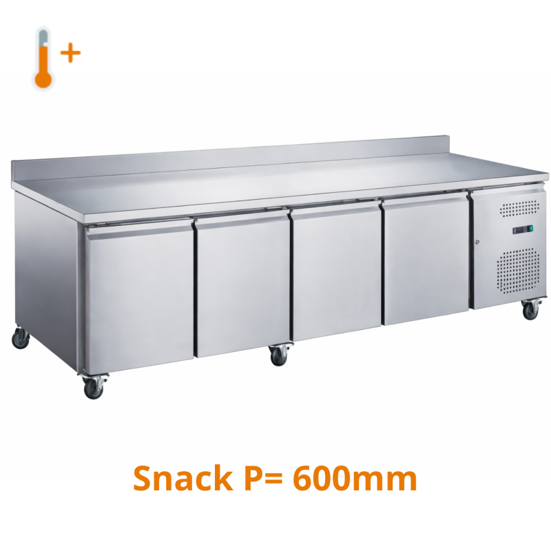 Tour réfrigéré positif avec dosseret 4 portes snack 600