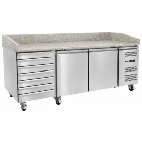 Table à pizza réfrigérée 2 portes et 7 tiroirs à pâtons