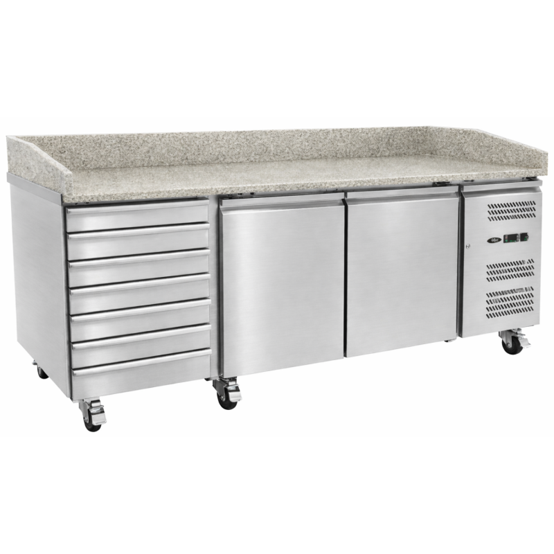 Table à pizza réfrigérée 2 portes et 7 tiroirs à pâtons
