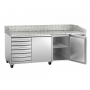 Table à pizza réfrigérée 2 portes et 7 tiroirs à pâtons