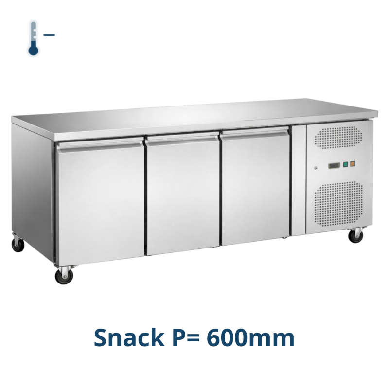 Desserte réfrigérée négative centrale 3 portes snack 600