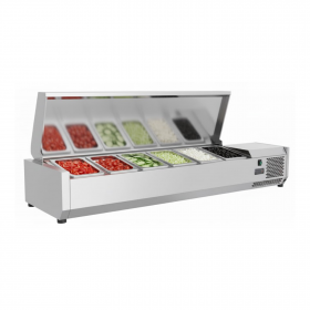 Saladette réfrigérée à ingrédients inox - 1500 mm - 5 GN 1/3 + 1 GN 1/2