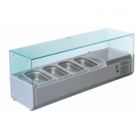 Vitrine saladette réfrigérée à ingrédients 380 mm - 1200 mm - 4 GN1/3