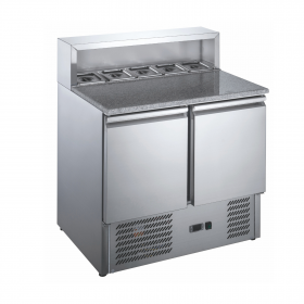 Table à pizza réfrigérée en granit 2 portes avec saladette