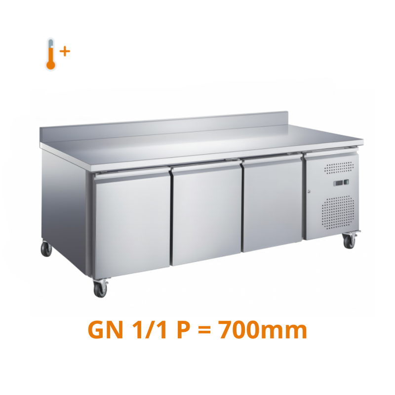 Desserte réfrigérée positive avec dosseret 3 portes GN 1/1