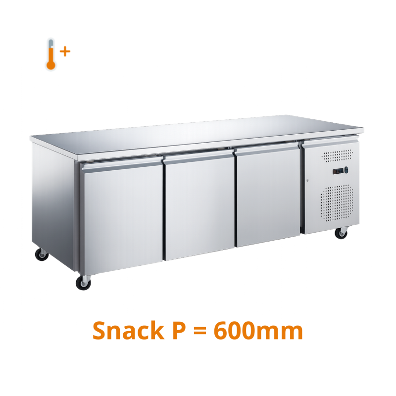 Table réfrigérée positive centrale 3 portes snack 600