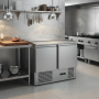 Saladette réfrigérée plan inox télescopiques 2 portes