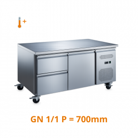 Desserte réfrigérée positive centrale 1 porte et 2 tiroirs GN1/1