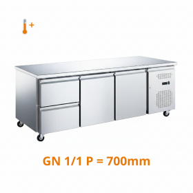 Desserte réfrigérée positive centrale 2 portes et 2 tiroirs GN1/1