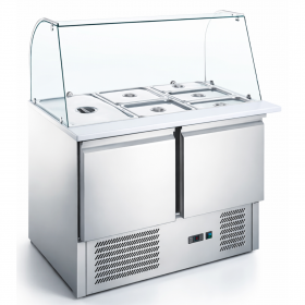 Saladette réfrigérée avec vitre bombée 2 portes GN 1/1